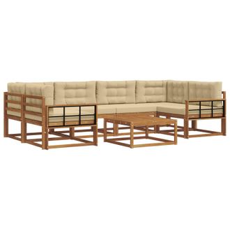 vidaXL Conjunto De Sof&aacute;s De Exterior Con Coj&iacute;n 7 Pcs Natural Y Beige Vidaxl