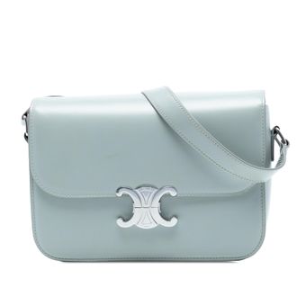 Celine Blue Classique Shiny Calfskin Triomphe CrossbodyCeline