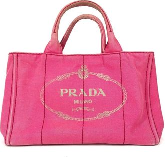 Prada Pink Canvas Handbag Tote Bag (Pre-Owned)