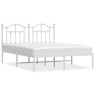 Berkfield Home Metal Bed Frame with Headboard White 150x200 cm King Size