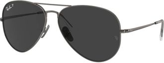 Ray-Ban Aviator Titanium Black Polarized Pilot Unisex Sunglasses RB8089 165/48 58