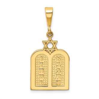 Diamond2Deal 14k Yellow Gold Polished 10 Commandment Tablets Star Of David Charm
