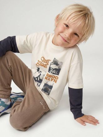 Vertbaudet Jungen Langarmshirt mit Lagenlook wollwei&szlig;