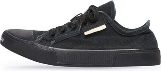Balenciaga Paris Low Top Sneakers Black Destroyed Cotton and Black Rubber 688754W3RP21010