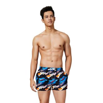 Generic Swim Shorts 29 Fashion Mens Printing Casual Loose Belt Drawstring Beach Pocket Shorts Pants Black