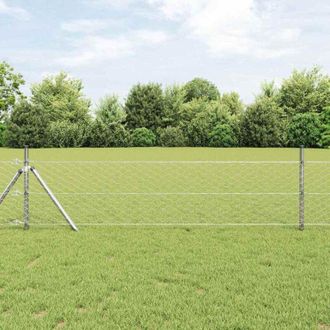 vidaXL Reja Con Postes Plateado 0.6 X 25 M Acero Recubierto De Pvc Vidaxl