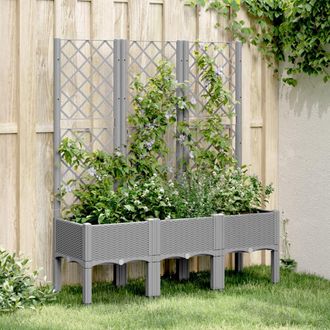 vidaXL Jardinera Con Enrejado Pp Gris Claro 120x40x142 Cm Vidaxl
