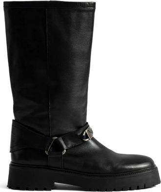 Zadig&Voltaire Angie buckle-strap boots - women - Calf Leather/Calf Leather/Rubber - 41 - Black
