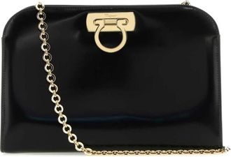 Ferragamo Black Leather Clutch