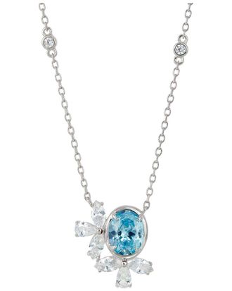 Savvy Cie Jewels Silver Cz Cluster Necklace