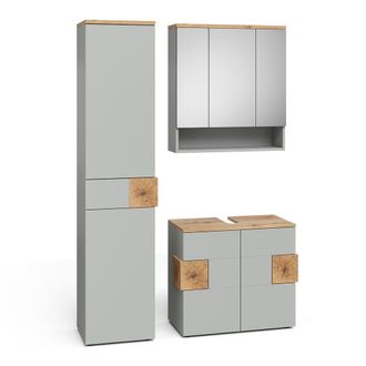 Vicco Juego De Muebles De Ba&ntilde;o De 3 Piezas Eden, Gris, 3 Partes, Vicco