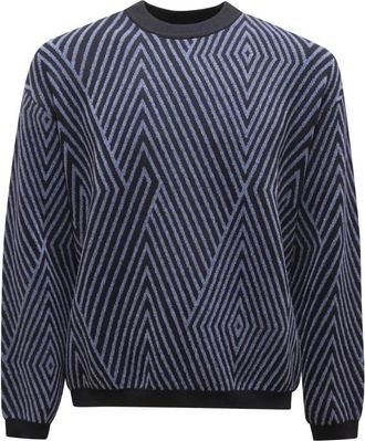 Armani Maglione Wool Blend Sweater E - Heren - Ronde hals truien - Blauw - S - Wol - Truien & Vesten