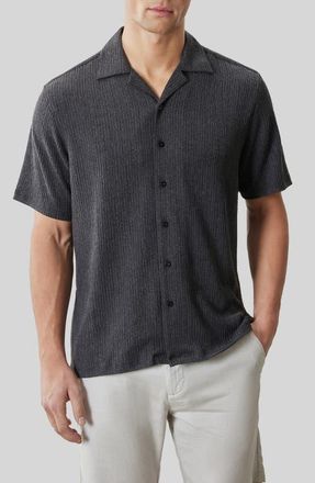 Robert Barakett Kaezor Crepe Camp Shirt in Charcoal at Nordstrom, Size Xx-Large