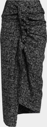 Michael Kors Pareo Frayed Plaid Wool Midi Skirt