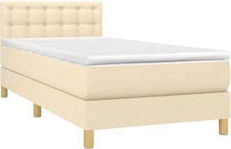 vidaXL Cama Box Spring Con Colch&oacute;n Y Led Tela Crema 80x200 Cm Vidaxl