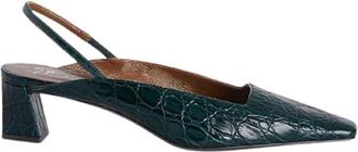 Giuseppe Zanotti Schoenen, Dames, Groen, 39 EU, Leer, Pumps met vierkante neus en croco-effect bandjes