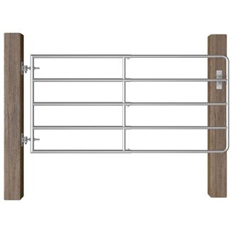 vidaXL Cancello Da Giardino In Acciaio Zincato A 5 Sbarre Con Fermo Argento Varie Dimensioni Dimensioni : (95-170) X 90 Cm