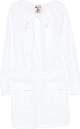 Semicouture White Tie Neck Mini Dress