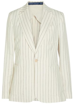 Polo Ralph Lauren Pinstriped Hemp Blazer - Cream - 12 (UK16 / XL)