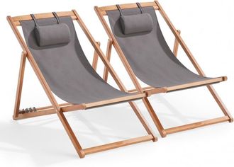 Oviala Juego de 2 sillas de madera de eucalipto gris