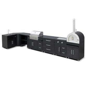 Oviala Cocina en &aacute;ngulo con 7 elementos, incluyendo 3 m&oacute;dulos de cocci&oacute;n