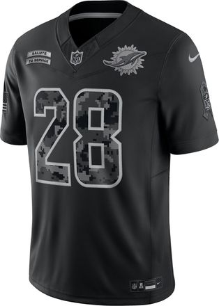 Nike DeVon Achane Miami Dolphins Salute to Service Nike Mens Dri-FIT NFL Limited Jersey in Black | SSLM00AF3J-84Y