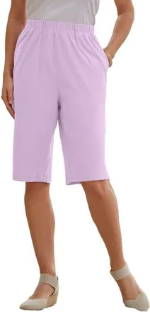Roaman's Plus Size Soft Knit Pull On Bermuda Short in Pale Lavender at Nordstrom, Size Large