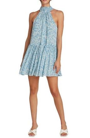 Matty M Iris Leaf Halter Minidress in Sky at Nordstrom Rack, Size X-Large