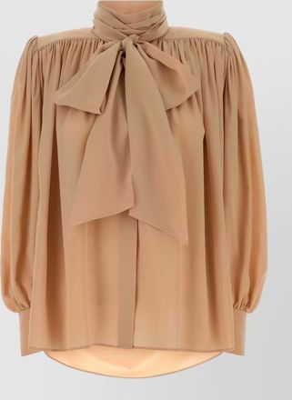 Chlo&eacute; crepe blouse puff sleeves bow detail