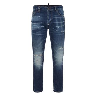 Philipp Plein Heren, Jeans, Blauw, Maat: W36 Katoen