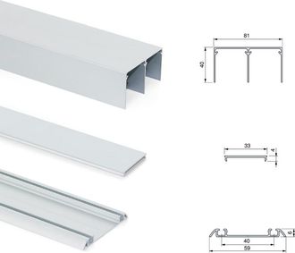 Emuca Kit De Herrajes Para Armario De 2 Puertas Correderas Y Cierre Suave Placard 81, Perfil Sharp, Espesor 16mm, Tableros No Incluidos, Anodizado Mate - Em