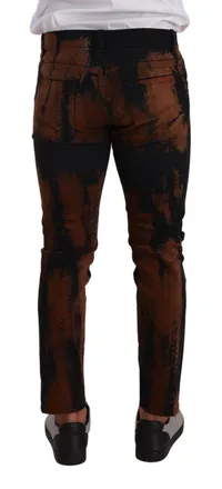 Dolce & Gabbana Mens Black Brown Tie Dye Cotton Skinny Denim Jeans And Elastane Clothing