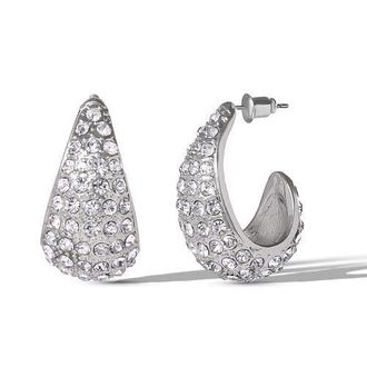 Jessica Simpson Pave Teardrop Clip-On Earrings in Silver at Nordstrom