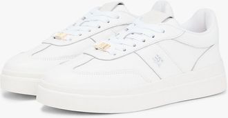 Tommy Hilfiger Womens Pebbled Leather Court Sneaker - White - US 6.5 / EU 37