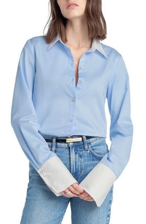 Favorite Daughter The Cuffed Statement Shirt in Powder Blue/Bright at Nordstrom, Size X-Small