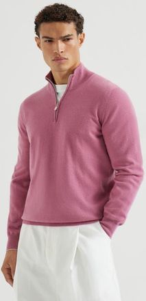 Brunello Cucinelli Cashmere sweater with half zip in Coral at Nordstrom, Size 46 It