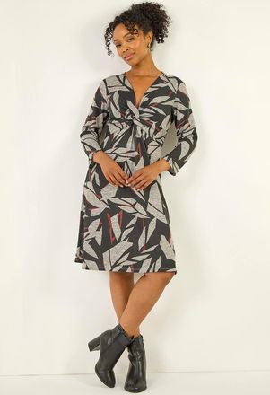 Roman Floral Print Twist Front Dress