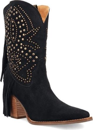 Dingo Star Power Fringe & Stud Western Boot in Black at Nordstrom, Size 8.5