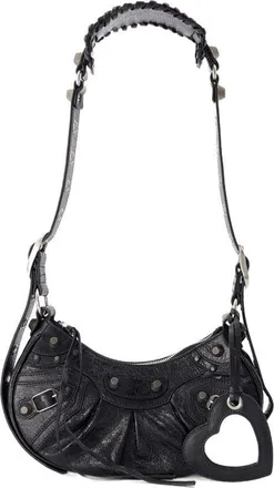 Balenciaga Womens Cagole Shoulder Bag Black Lambskin