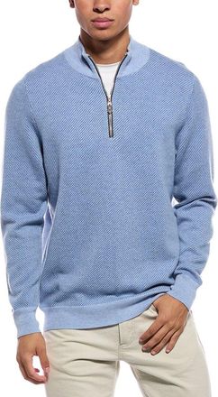 N.Peal N. PEAL Temple Jacquard 1/2-Zip 100% Cashmere Mock Neck Sweater