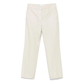 Loulou Studio Chiffon Cropped Broeken - Dames - Vrijetijds broeken - Beige - M - Chiffon - Broeken
