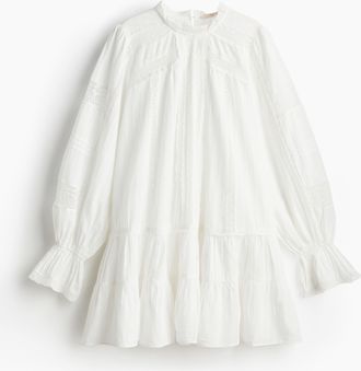 H&M Baumwollkleid mit Spitze - White