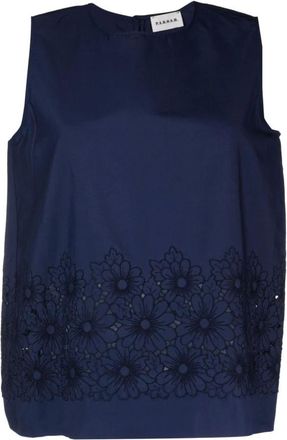 P.A.R.O.S.H. Sleeveless Tops, female, Blue, Size: L Cut-out Detail Top