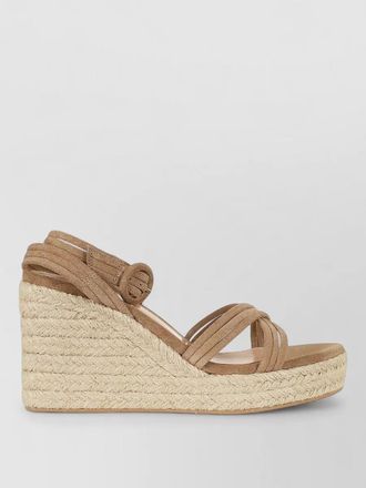 Gianvito Rossi suede wedge heel espadrille strappy sandal