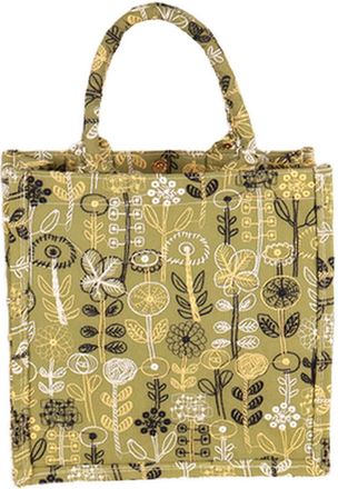 Generic Embroidered Canvas Tote Bag for Wedding Guests and Home Organisation Use, Festival Gift Packaging and Daily Storage (Green, 10.24 &times; 10.24 &times; 4.72 in)