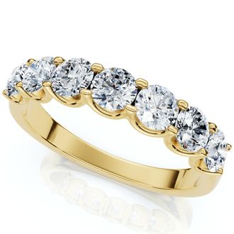 Pompeii3 1Ct TW Diamond U Prong 7-Stone Wedding Ring 14k Gold or Platinum Lab Grown