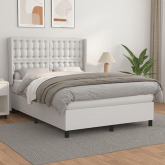 vidaXL Vidaxl - Cama Box Spring Con Colch&oacute;n Cuero Sint&eacute;tico Blanco 140x200cm