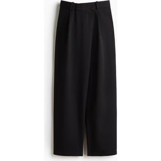 H&M Wrapover Tailored Trousers in Black at Nordstrom, Size 10