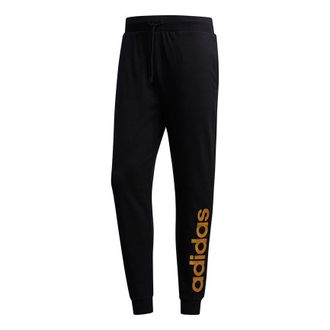 adidas Mens adidas neo Esntl Lg Tp 1 Metallic Logo Printing Bundle Feet Sports Pants/Trousers/Joggers Black FP7446