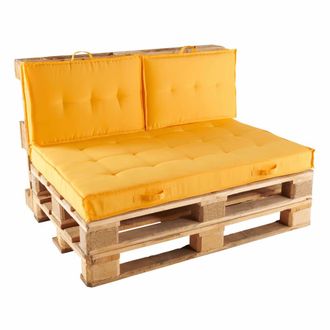 Oviala Paquete de muebles de jard&iacute;n de palets y cojines amarillos